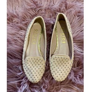 Beige Studded Loafers